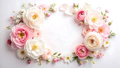 Floral frame on white background