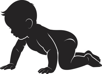 Silhouette of a Baby Crawling Adorable Infant Vector Illustration