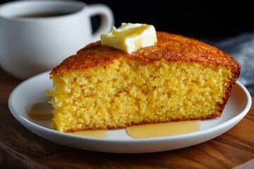 Homemade buttered American corn bread