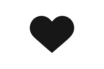 Simple black heart silhouette icon isolated on a clean white background isolated on white background