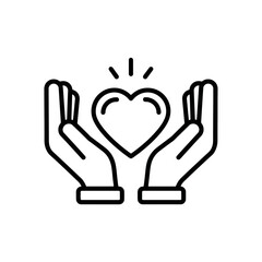 Obraz premium Hands Holding Heart Vector Icon for Mental Well-being 