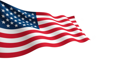 Waving united states of america flag isolated on transparent background