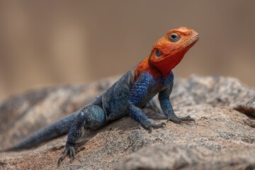 Red haired Rock Agama Agama agama Tsavo East Kenya