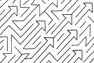 Intricate maze pattern formed by interconnected arrows pointing in various directions creating a complex visual labyrinth of lines