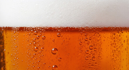 Close-up view of a glass filled with frothy beer, displaying bubbles and a rich amber hue, creating a refreshing and inviting ambiance perfect for social gatherings	