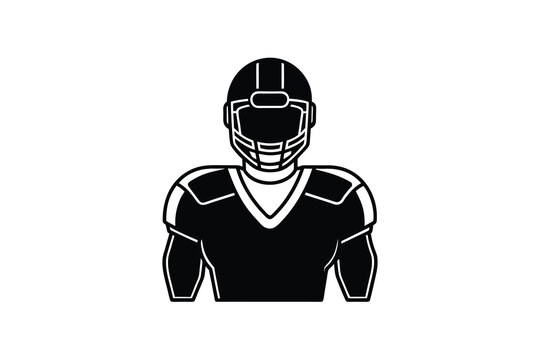 American football player wearing a helmet and uniform silhouette
