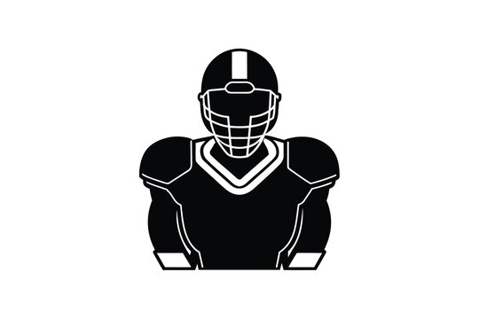 American football player wearing a helmet and uniform silhouette