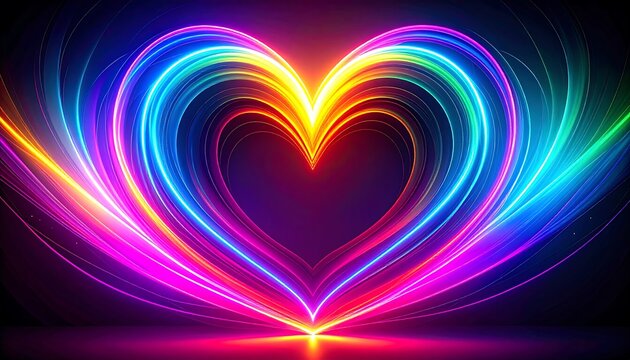Colorful heart neon lights