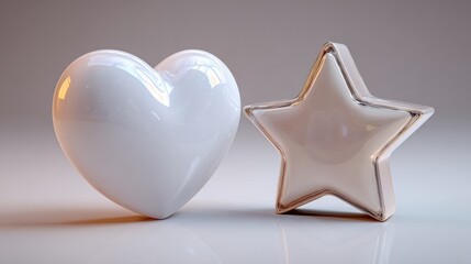 The heart and star are both white and shiny, giving the image a clean