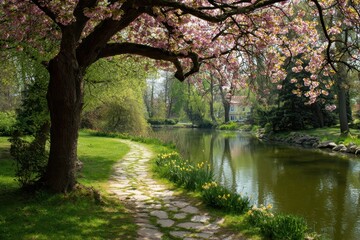 Spring park walkway