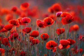 Fototapeta premium Summer field of red poppies