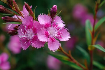 Obraz premium Summer garden plant with pink blooms in nature