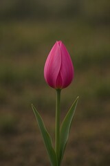 Naklejka premium Beautiful Pink Tulip in Bloom: Stunning Close-Up of a Spring Flower