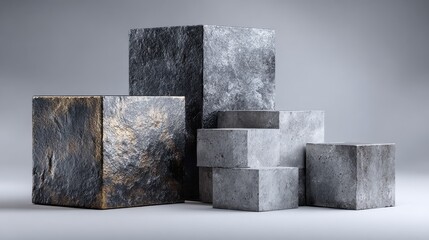 Stack of gray and black cubes with a gold border