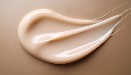 light beige lotion swatch on a neutral background silky smooth face serum or hair conditioner smudge