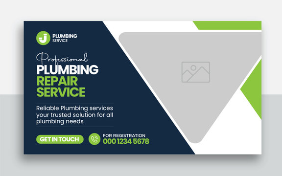 Plumbing  youtube thumbnail and web banner template design	