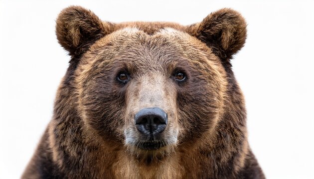 detailed bear face close up isolated on white background