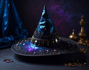 Cosmic witch hat, ornate and elegant