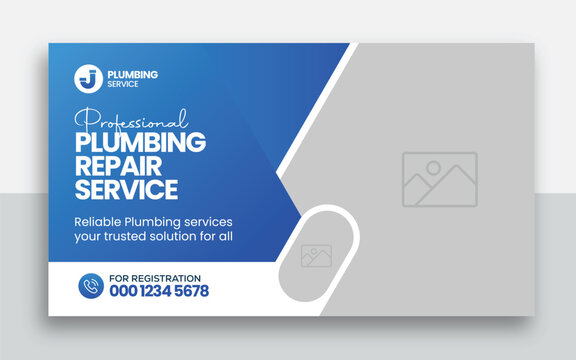 Plumbing  youtube thumbnail and web banner template design	