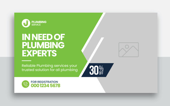 Plumbing  youtube thumbnail and web banner template design	
