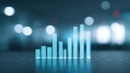 Fototapeta premium Business Growth: Glowing Bar Chart, Data Analysis, Trend