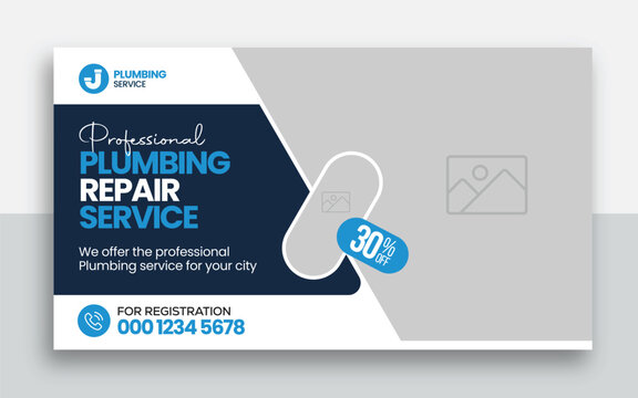 Plumbing  youtube thumbnail and web banner template design	