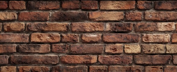 Obraz premium The brick wall showcasing rustic weathered texture and warm earthy tones for backgrounds