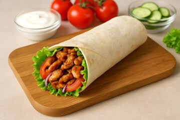 Shawarma chicken roll stock photo