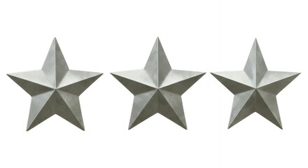 Obraz premium Three silver metallic dimensional stars for customer review rating system interface design
