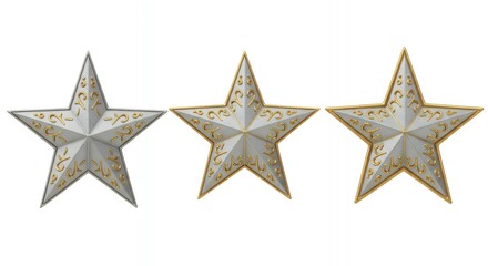 Obraz premium Elegant silver and gold stars featuring Arabic calligraphy perfect for Middle Eastern luxury branding projects