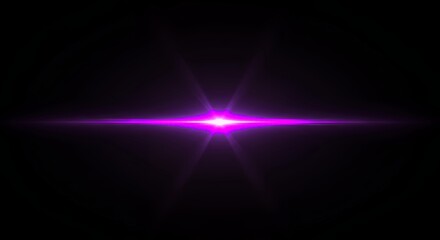 Brilliant purple magenta light burst with vertical rays and lens flare effect on black background for creative visual projects