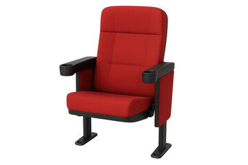Fototapeta premium Red cinema chair with cupholders on transparent background