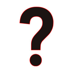 black Question mark red outline icon on isolated white background