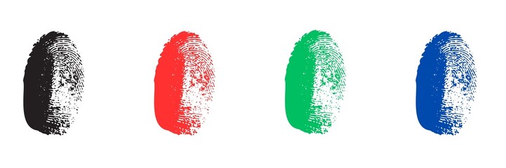 Fingerprint icons set on white background, human fingerprint icons set