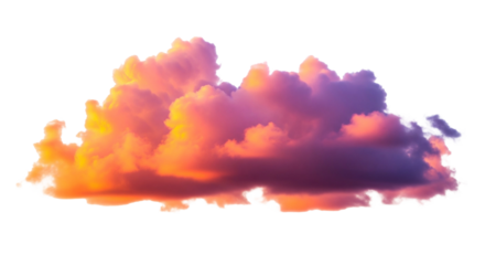 Leuchtende, bunte Wolken in warmen Orange-, Pink- und Violetttönen, transparenter Hintergrund, PNG