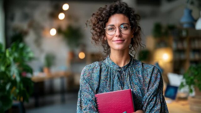 Therapist holding a Spanishlanguage mental health resource in sharp focus reinforcing multicultural care approach with softly blurred calming office d&eacute;cor behind.