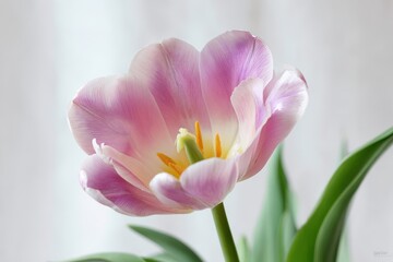 Fototapeta premium Isolated white background featuring a Triumph Group Sanne bed in a soft pink tulip hue with a vibrant edge