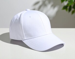 Simple White Sports Cap Isolated on Neutral Surface