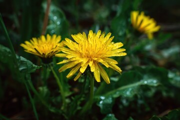 Obraz premium yellow Taraxacum mongolicum flowers