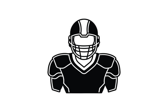 American football player wearing a helmet and uniform silhouette