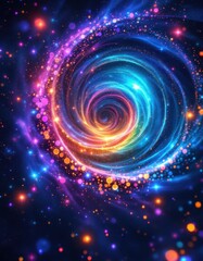 Obraz premium A vibrant spiral design with glowing particles.