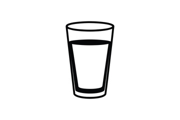 A glass of water in a simple line drawing style is shown here silhouette