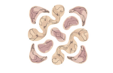 Abstract flowing shapes with delicate line art evoke organic movement and artistic expression, perfect for modern design and creative backgrounds