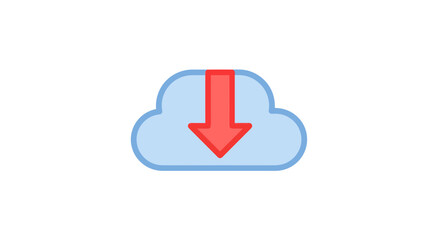 Obraz premium Modern digital cloud download icon illustrating data transfer and online storage for technology-related applications and web interfaces.
