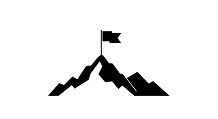 Achieving Goals A Symbolic Mountain Peak with Flag Illustration for Success and Perseverance
