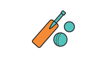 Cricket equipment illustration with bat and ball for sports and games