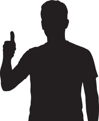 Silhouette of a man giving a thumbs up gesture approval