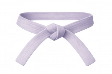 Purple martial arts belt knotted, symbolizing mastery and dedication in combat training disciplines