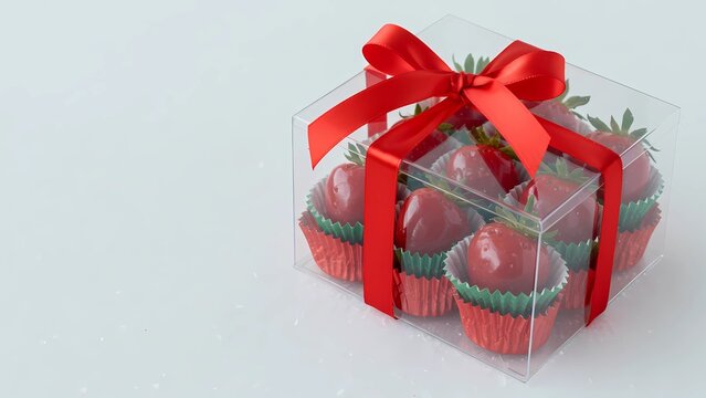 Morango do amor - Christmas Strawberry of Love &ndash; Festive Gourmet Brazilian Dessert with Negative Space
