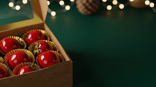 Morango do amor - Christmas Strawberry of Love &ndash; Festive Gourmet Brazilian Dessert with Negative Space